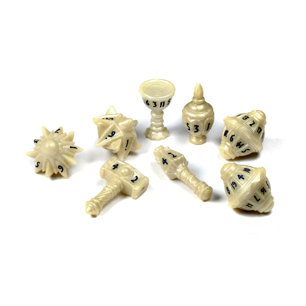POLYHERO CLERIC 8 DICE SET CELESTIAL IVORY