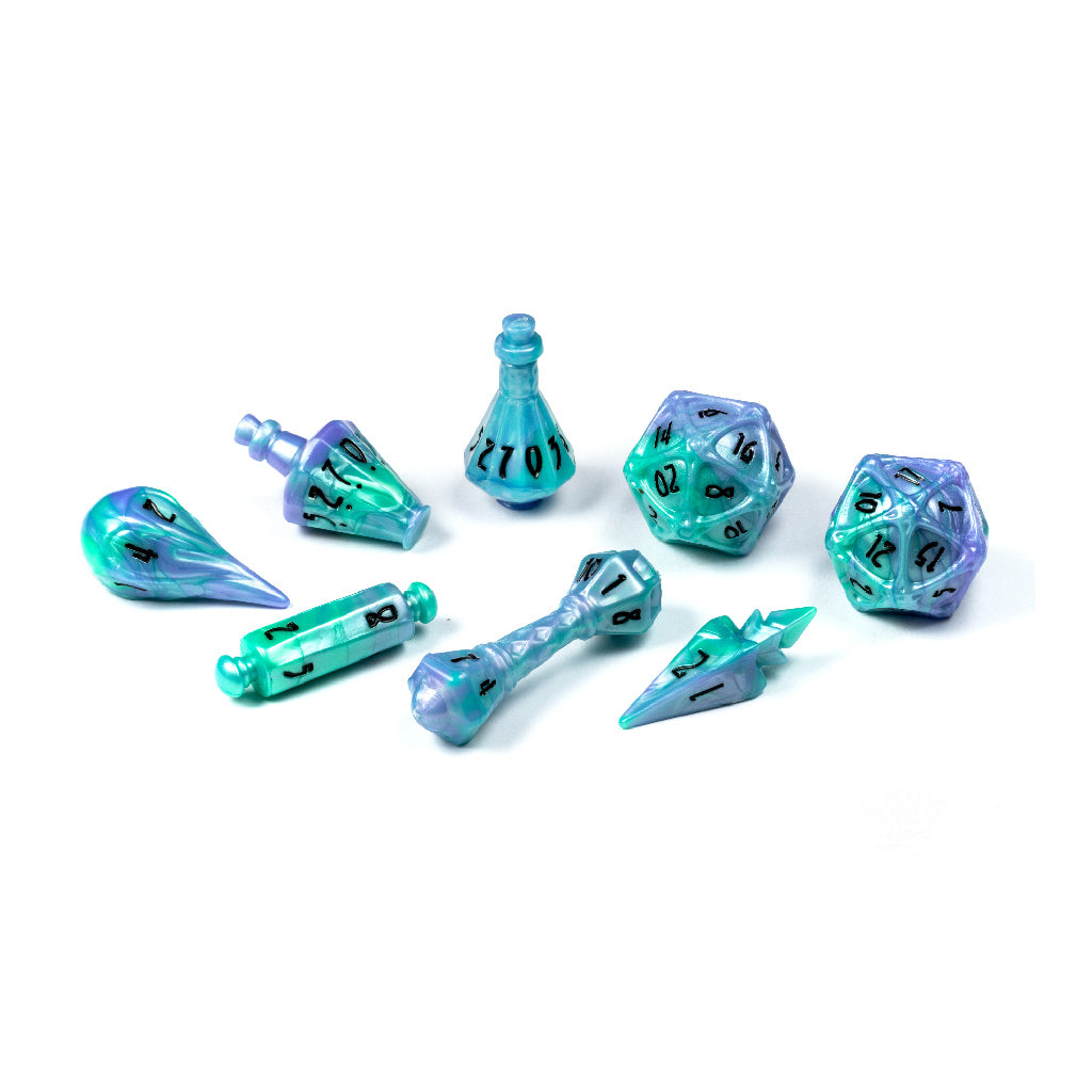 POLYHERO WIZARD 8 DICE SET AETHER MIST