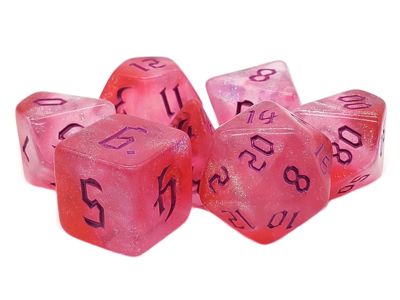 Old School Dice 7-Piece RPG Dice Set: Galaxy - Rose Sky