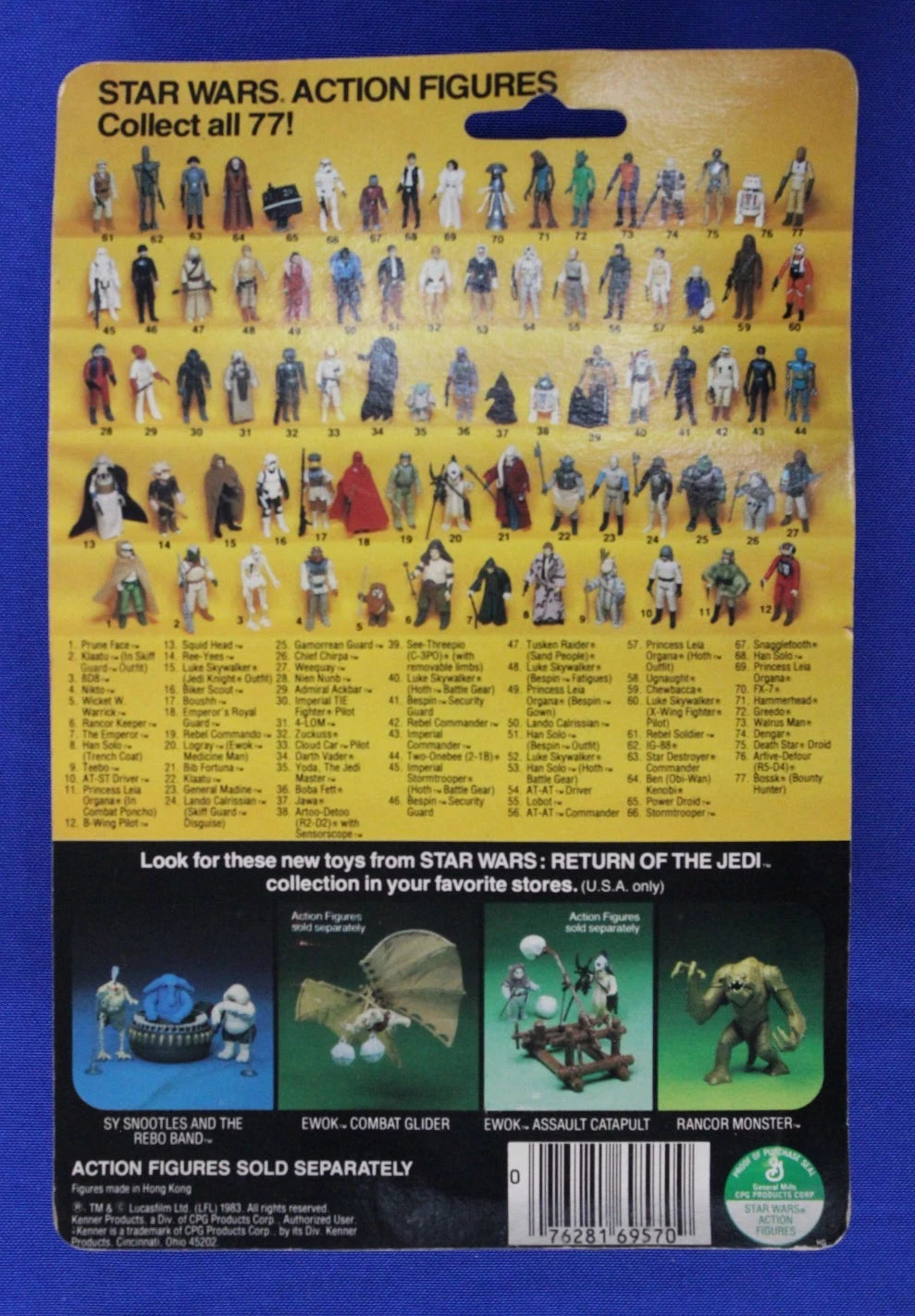 Kenner 1983 Star Wars Return of the Jedi Gamorrean Guard Figure on Card 77 Back