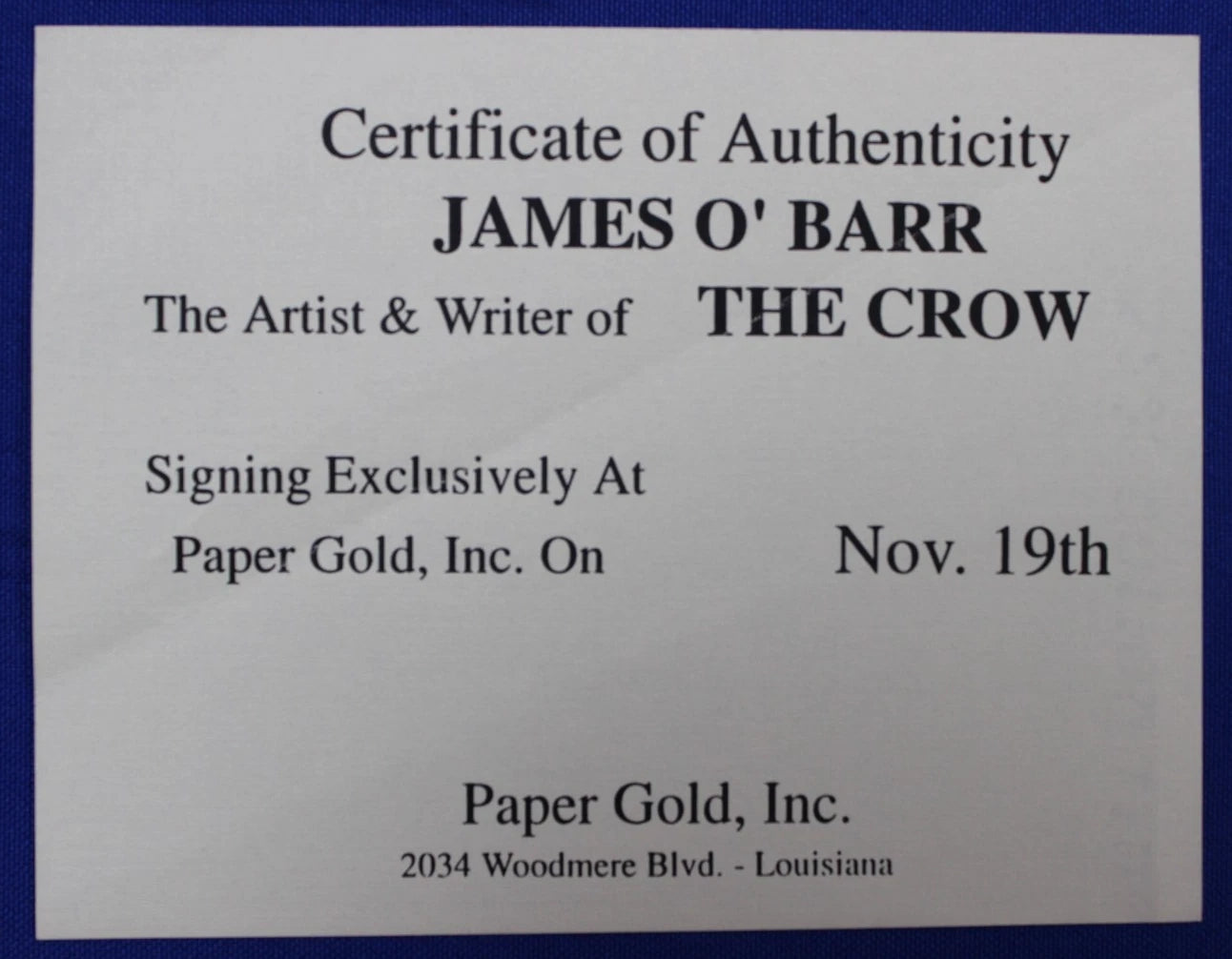 The Crow TPB Graphic Novel 5th Print SIGNED by J. O'Barr w/COA