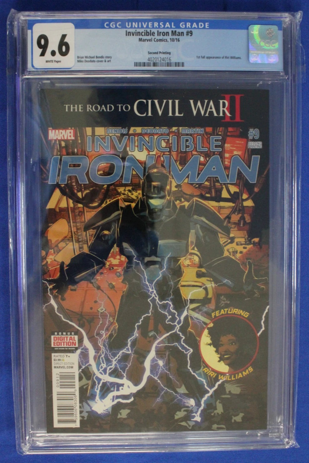 Invincible Iron Man #9 2nd Printing Variant CGC 9.6 NM+ (2016) CGC 9.6