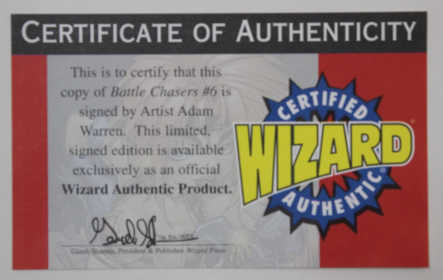 Battle Chasers #6 A Cover SIGNED by Adam Warren w/ COA & B Variant VF/NM