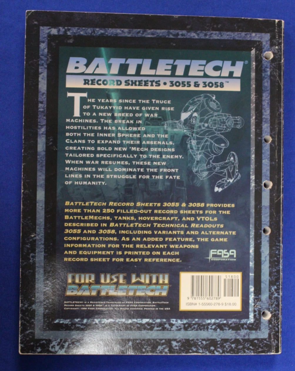 FASA Corporation Battletech Record Sheets Book Lot of 4
