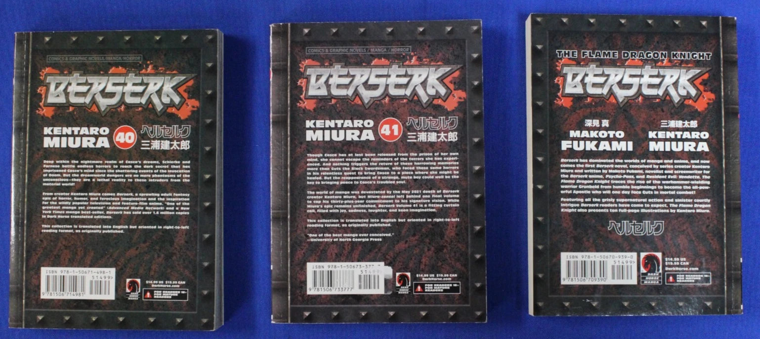 Berserk Vol 1-41 + Flame Dragon Knight English Manga Near Complete Paperback Set