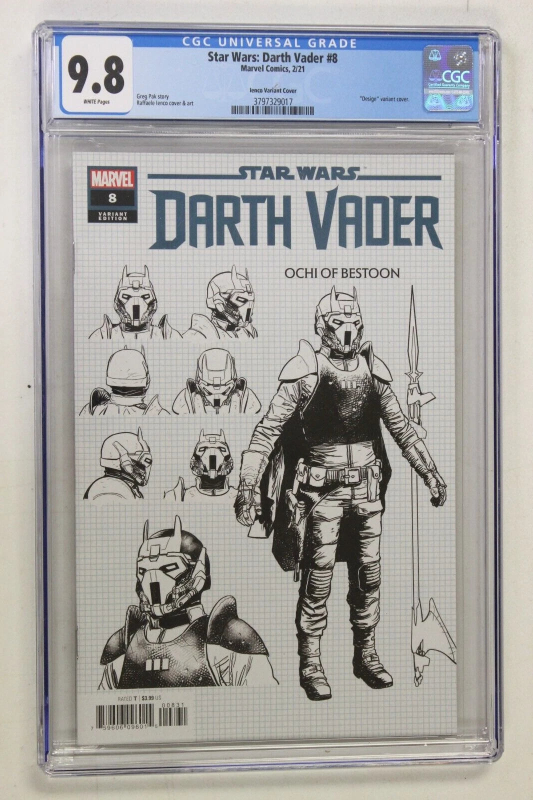 Star Wars Darth Vader #8 1:10 Raffaele Ienco Design Variant CGC 9.8 NM/M