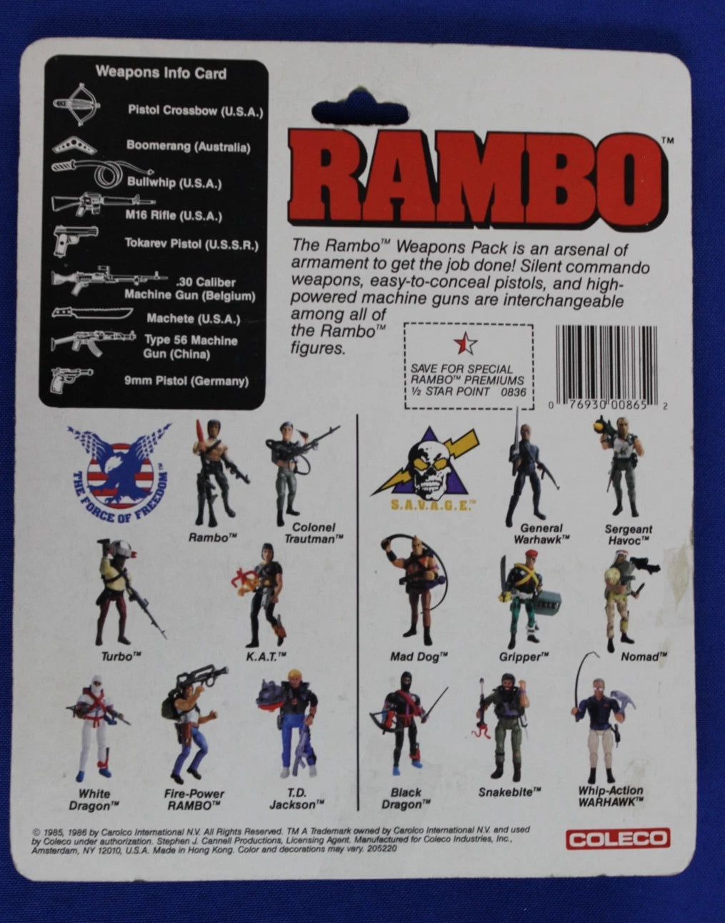 Coleco 1986 Vintage Rambo Toy Weapons Lot Complete in Box