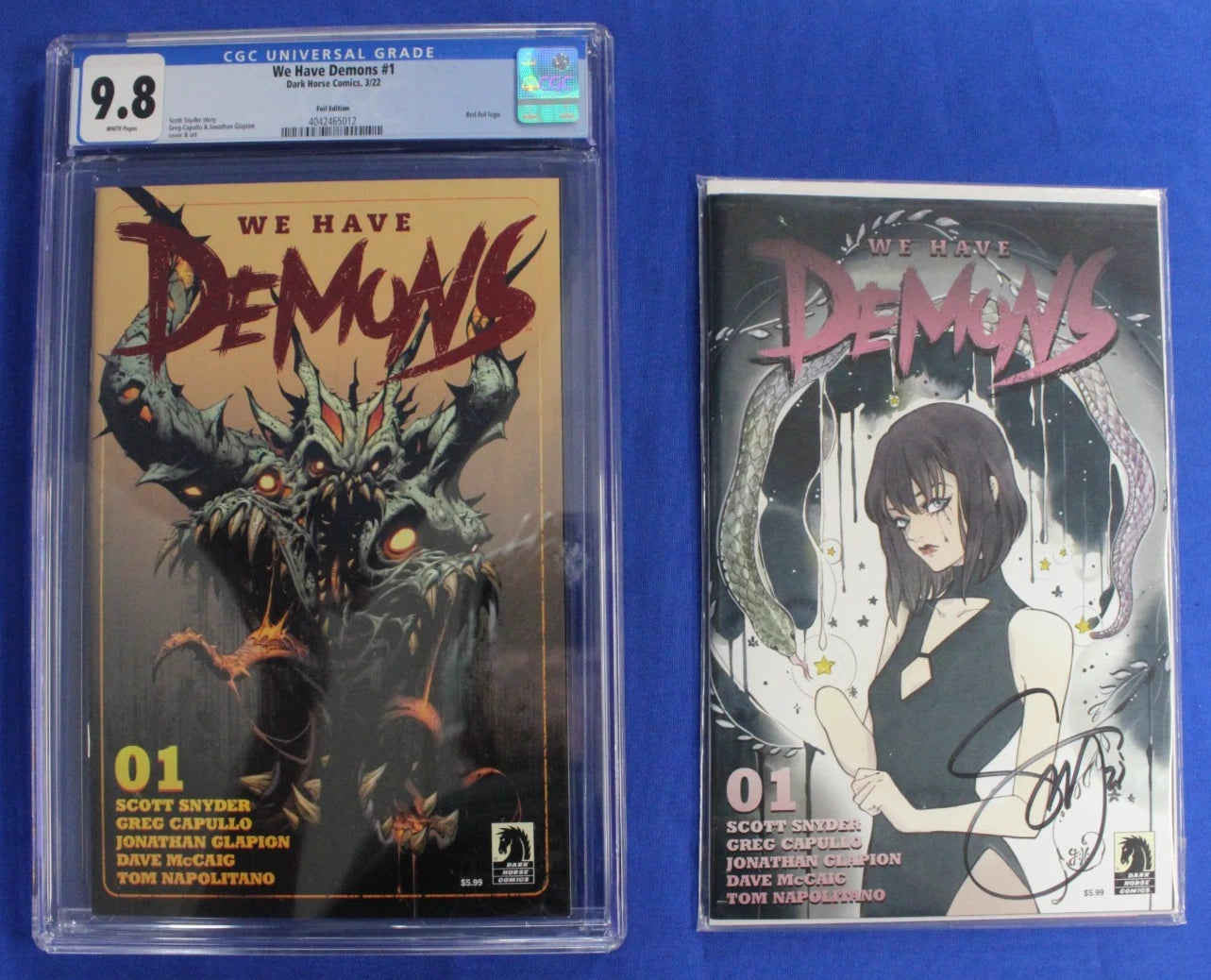 We Have Demons #1 Foil Variant CGC 9.8 + Peach Momoko Variant SIGNED by Scott Snyder