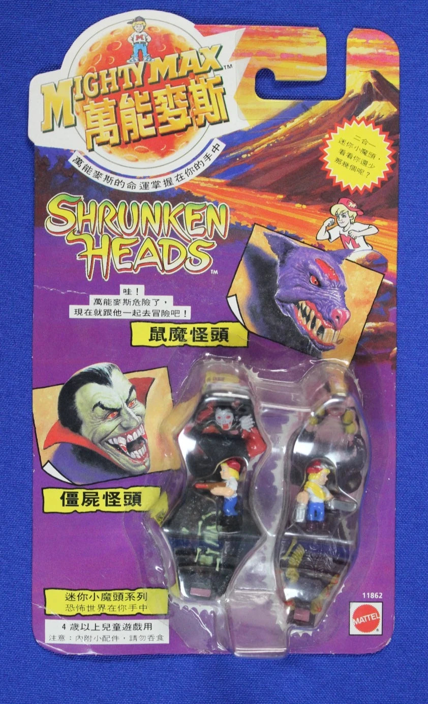 Mattel Bluebird 1993 Japan Mighty Max Shrunken Heads Vampyre & Rat Trap Japanese
