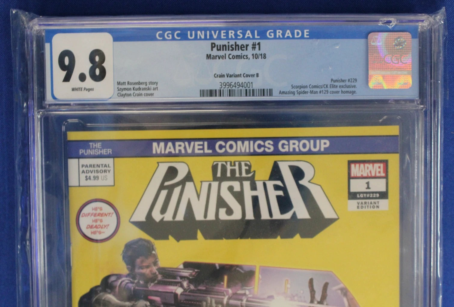 Punisher #1 Clayton Crain Variant CGC 9.8 NM/M