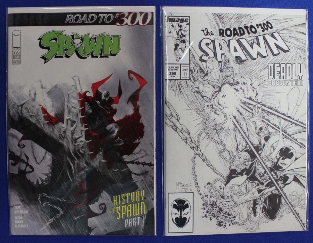 Spawn #296 & #298 B&W Variant Lot of 2 NM
