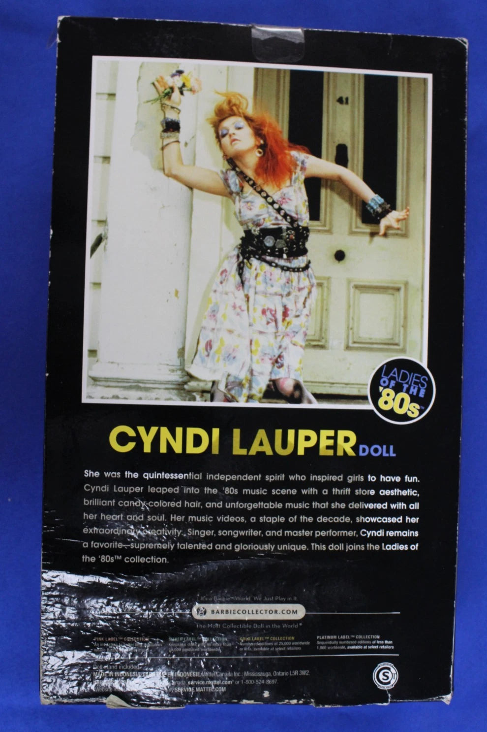 Mattel 2009 Barbie Pink Label Ladies of the 80's Cyndi Lauper Doll Damaged Box