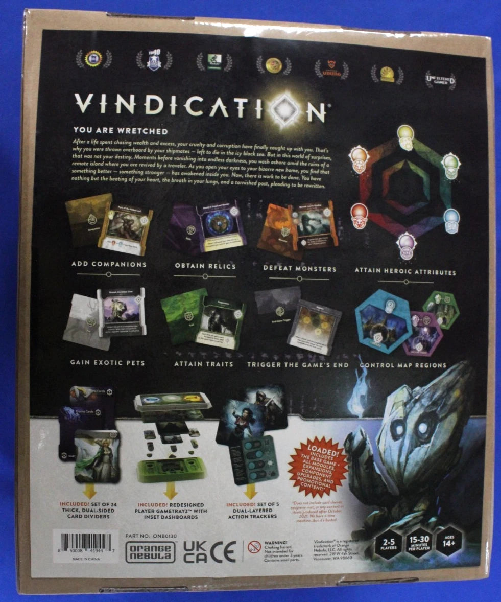 Vindication Archive of The Ancients Board Game Fully Loaded + Sleeves