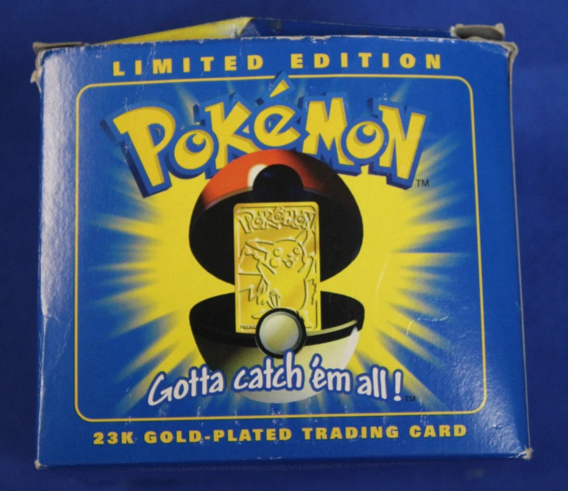 Pokemon Burger King 1999 23k Gold Pikachu + Togepi Trading Cards with Pokeball