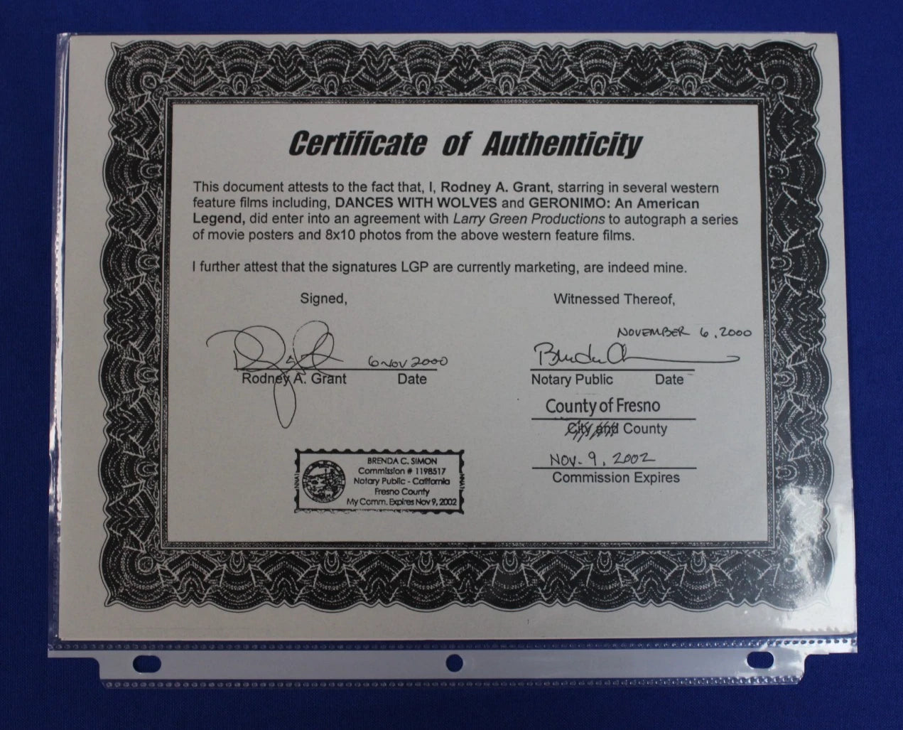 Wes Studi & Rodney Grant Signed Photographs with COA Dances With Wolves