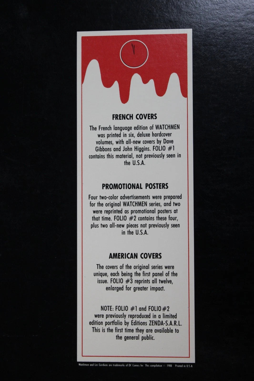 DC 1988 Watchmen Art Portfolio American & French Covers + Promotional Posters