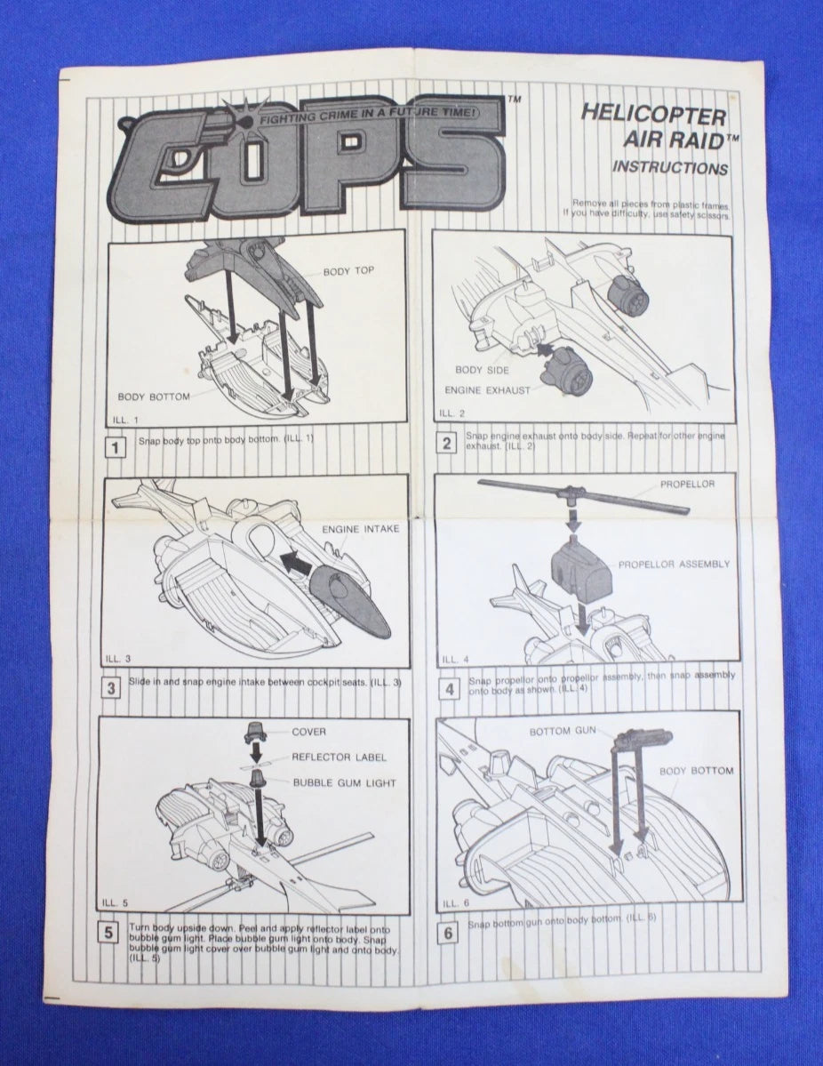 Hasbro 1988 Vintage Cops N Crooks Air Raid Helicopter with Bullseye Action Figure