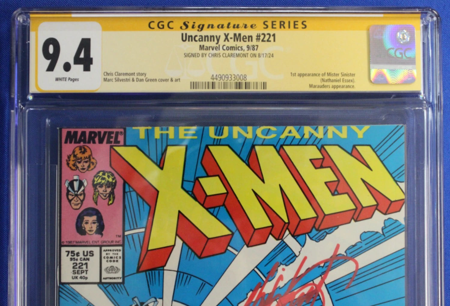 The Uncanny X-Men #221 SIGNED by Chris Claremont CGC SS 9.4 NM