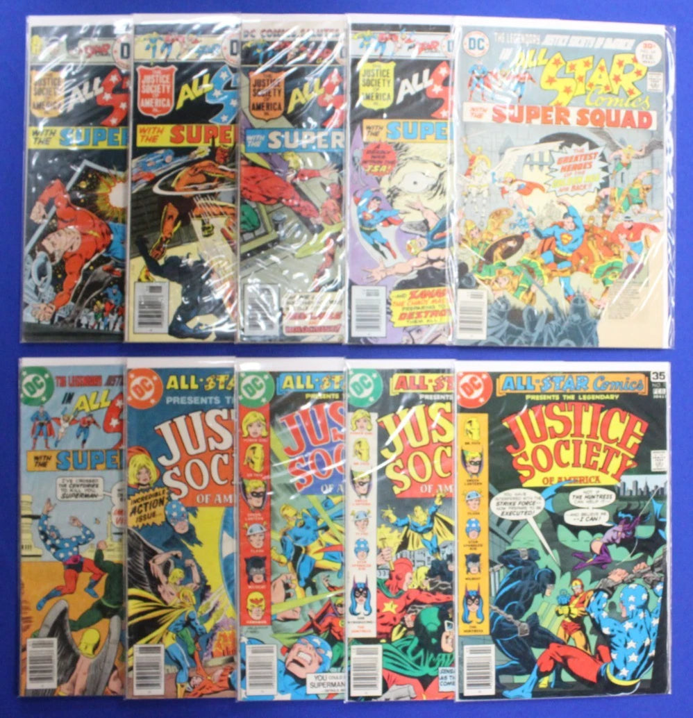 All Star Comics #59-62 #64-66 #68-70 Lot of 10 VG-FN