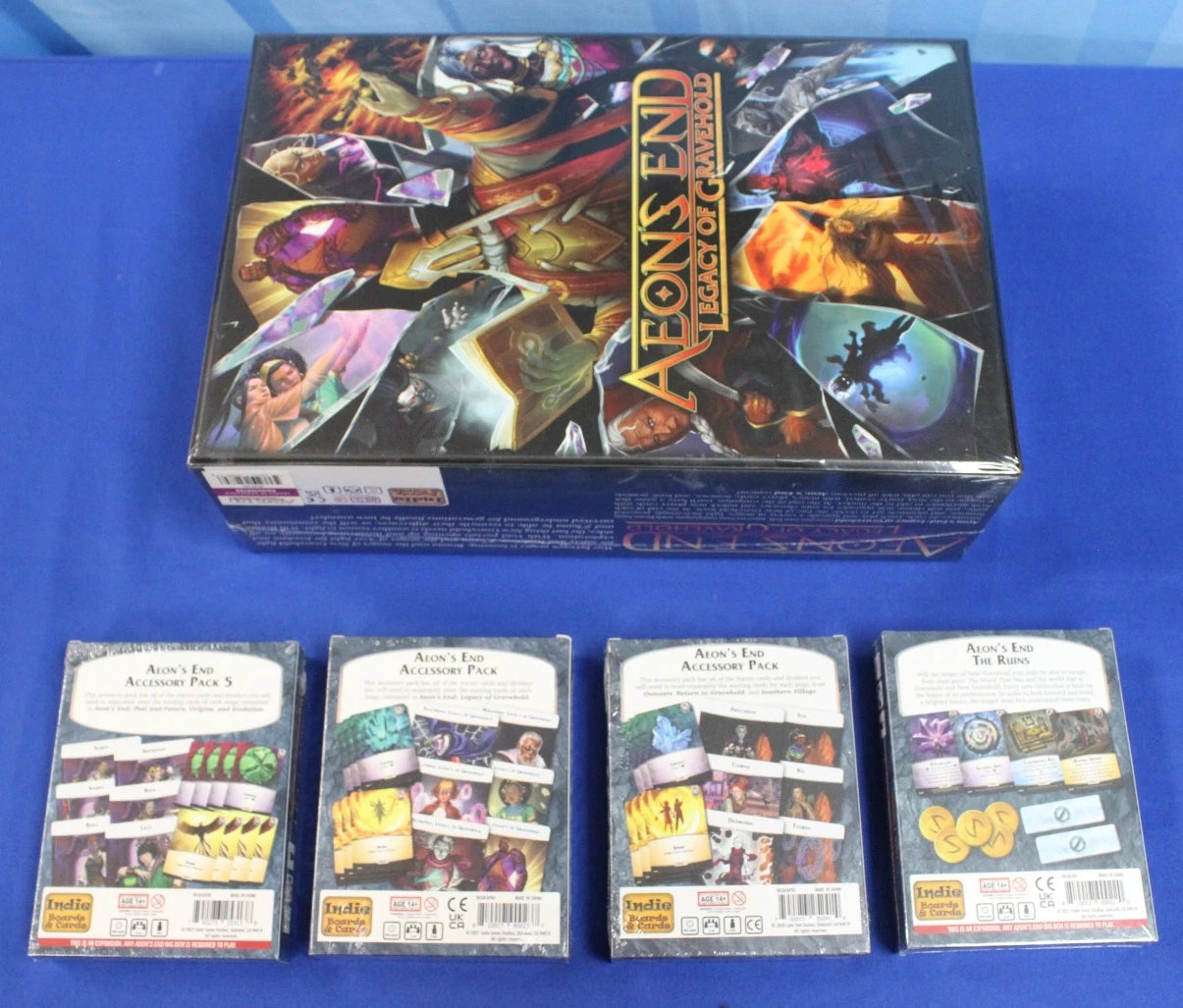 Aeon's End 2nd Ed + Legacy Gravehold Expansions & Playmats KS Board Game Lot