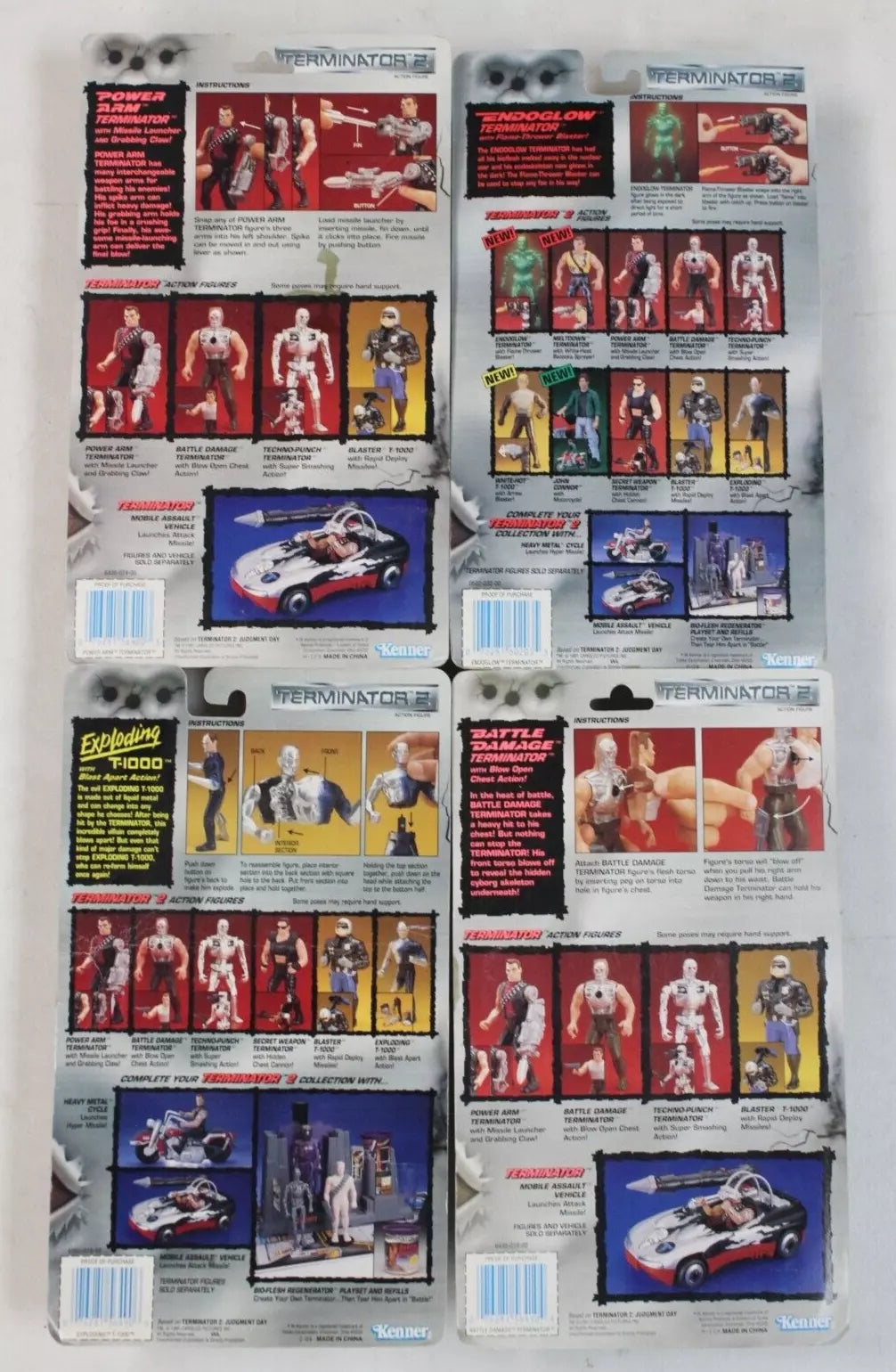 Kenner: 1991 Terminator 2 Figure Lot of 4 Power Arm, Battle Kenner: 1991 Terminator 2 Figure Lot of 4 Power Arm, Battle