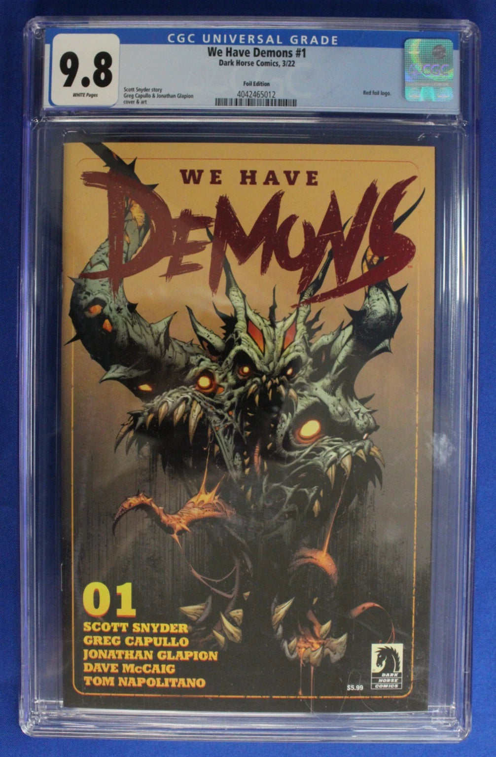 We Have Demons #1 Foil Variant CGC 9.8 + Peach Momoko Variant SIGNED by Scott Snyder
