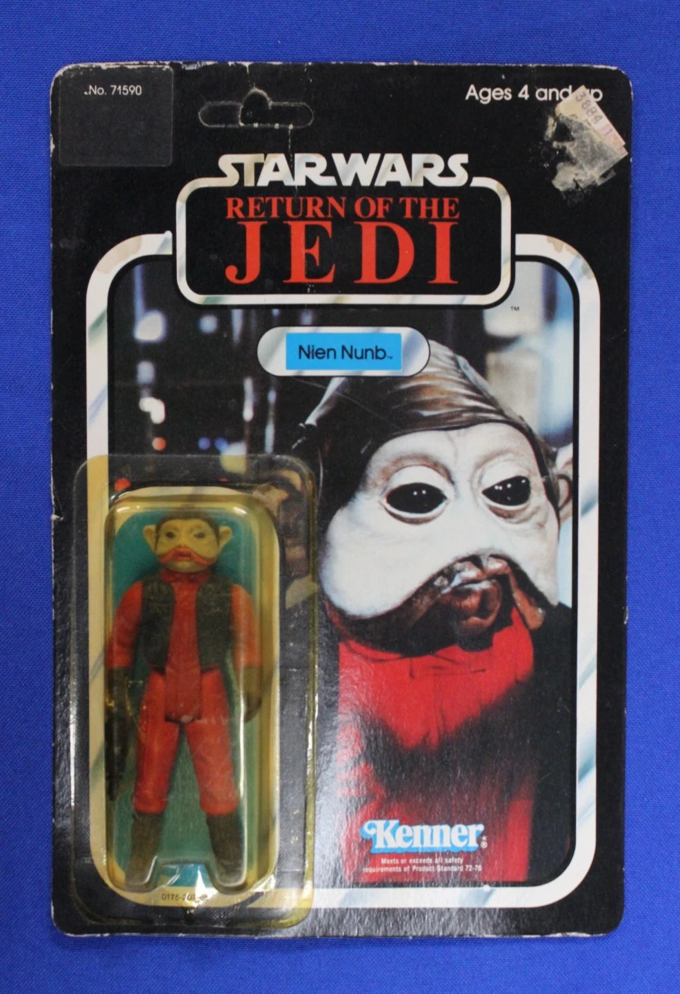 Kenner 1983 Star Wars ROTJ Nien Nunb Action Figure on Card 77 Back Unpunched