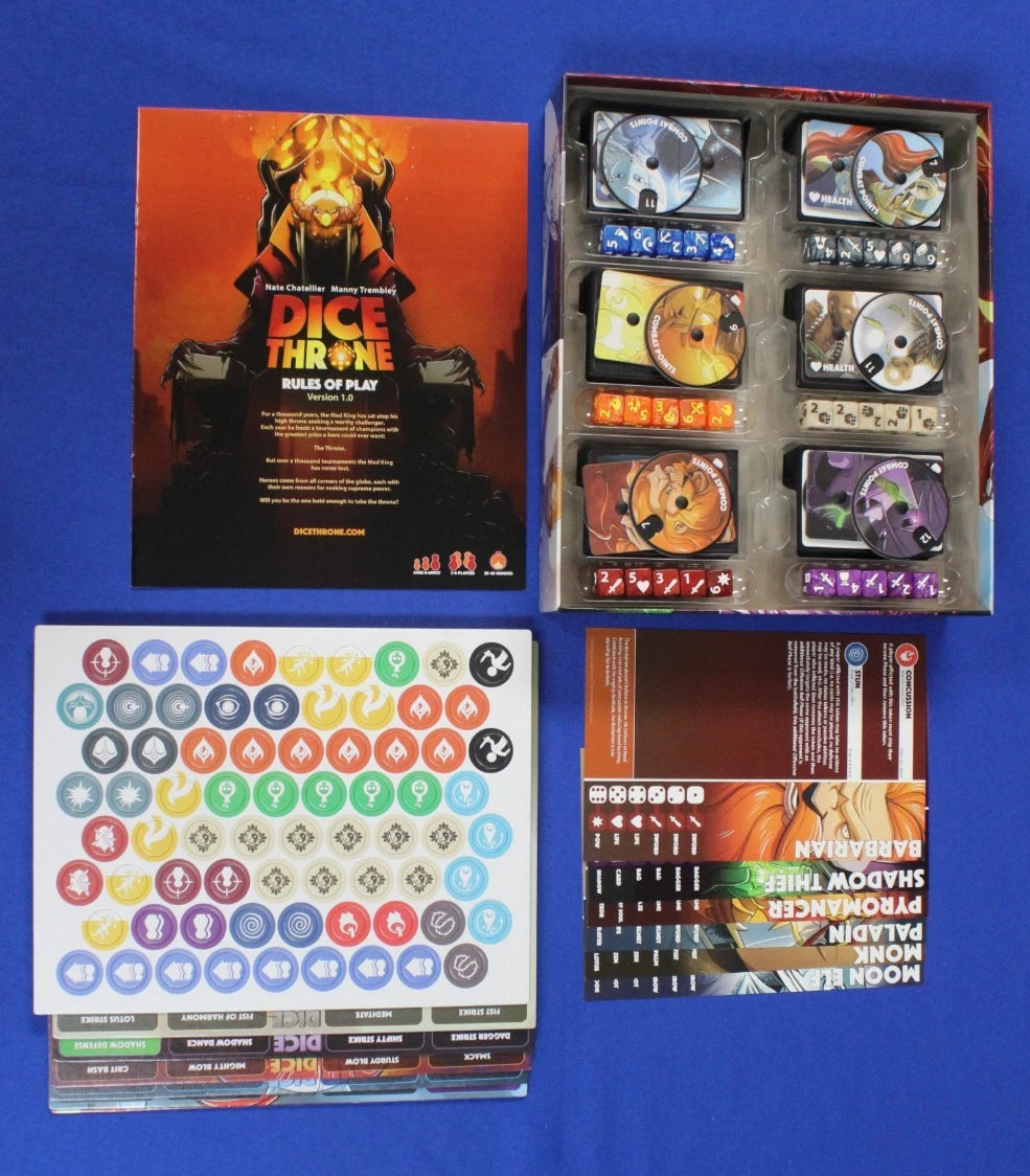 Mind Bottling Games Dice Throne S1 & S2 Bundle with Card Sleeves and Playmats