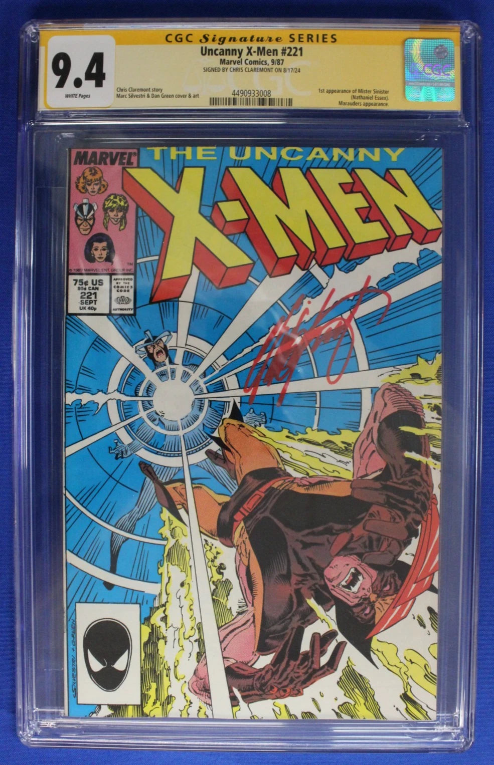 The Uncanny X-Men #221 SIGNED by Chris Claremont CGC SS 9.4 NM