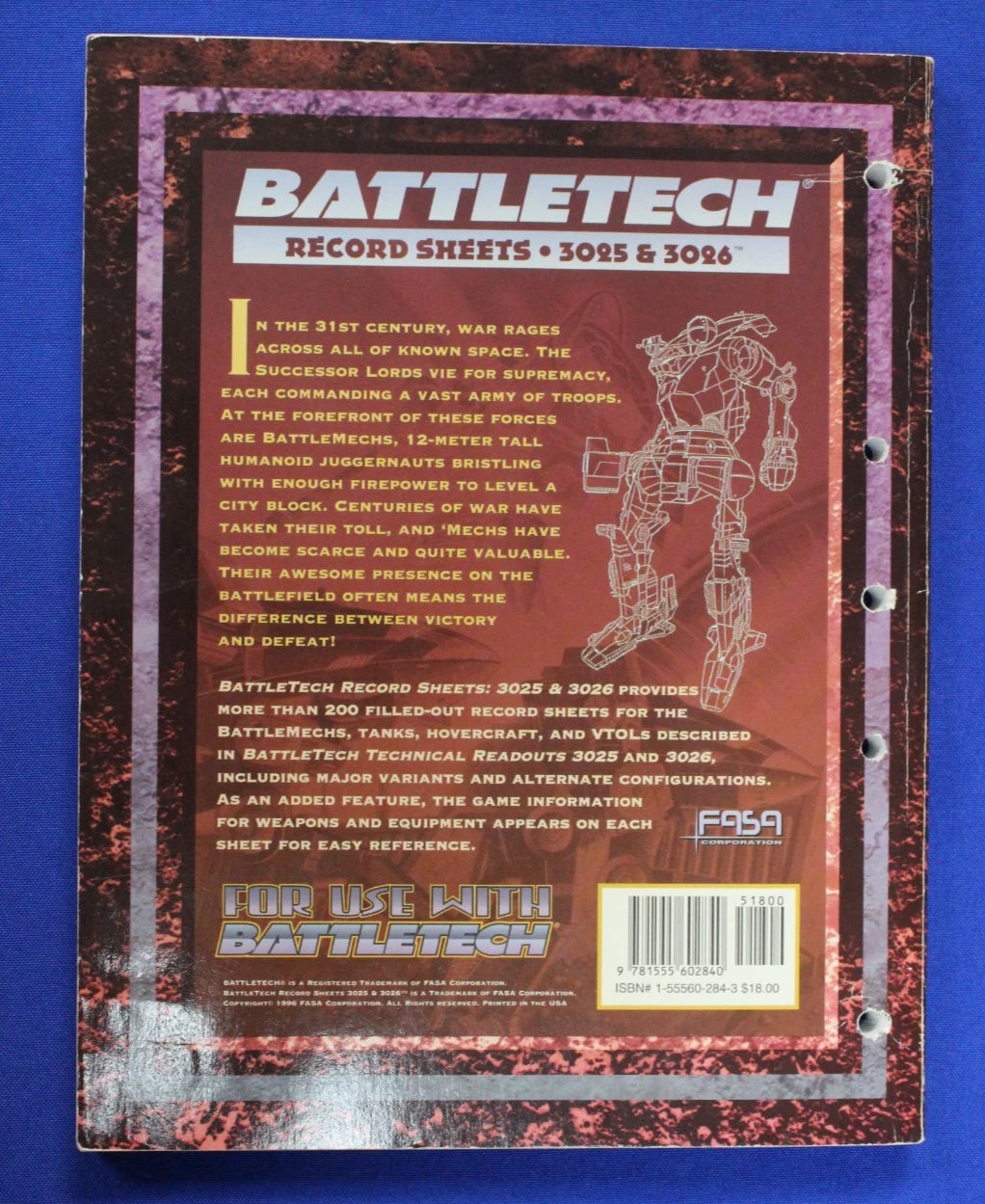 FASA Corporation Battletech Record Sheets Book Lot of 4