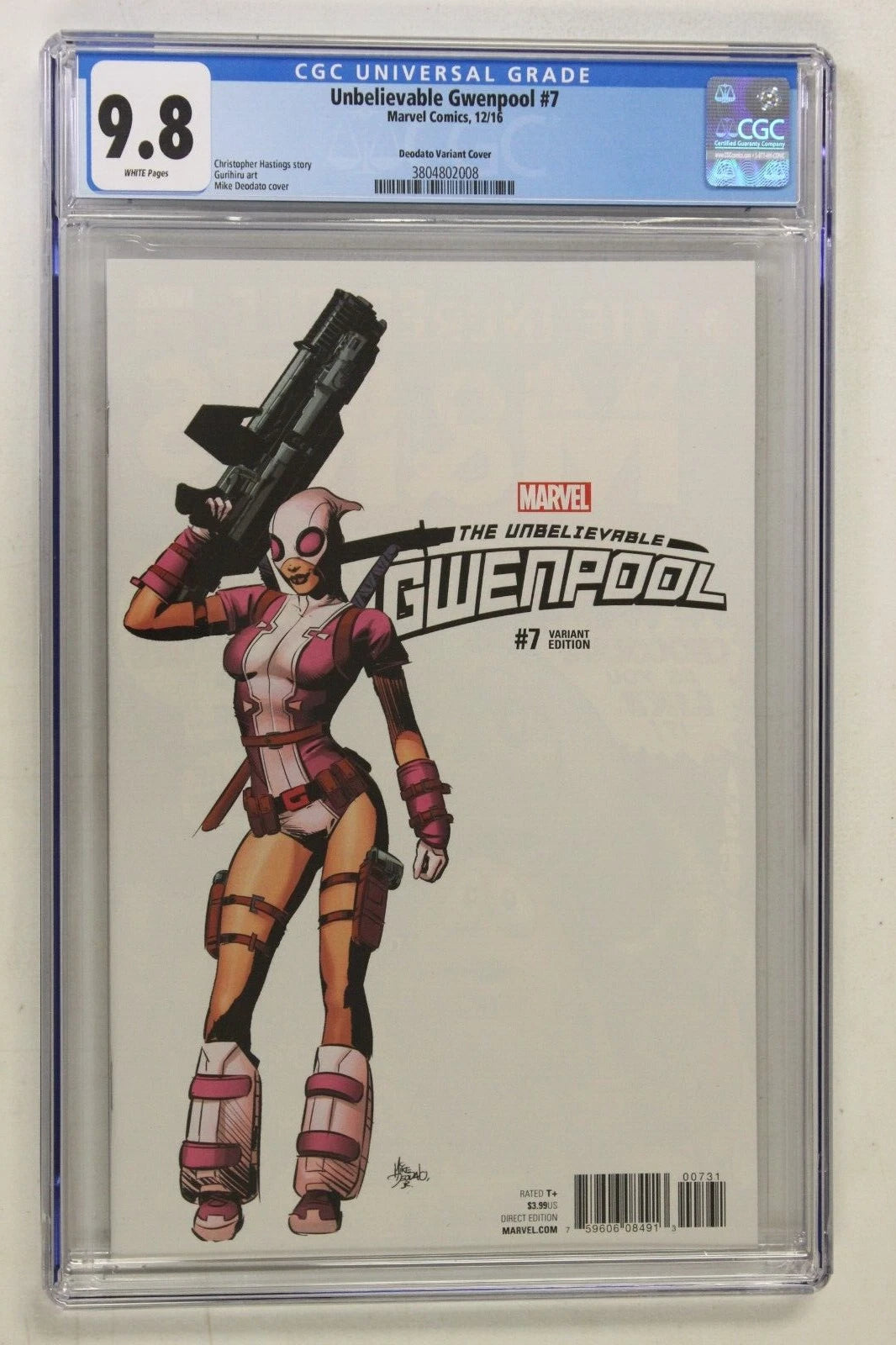 Unbelievable Gwenpool #7 1:10 Mike Deodato Variant CGC 9.8 NM/M