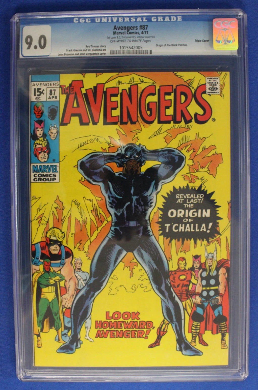 Avengers #87 CGC 9.0 Triple Cover!