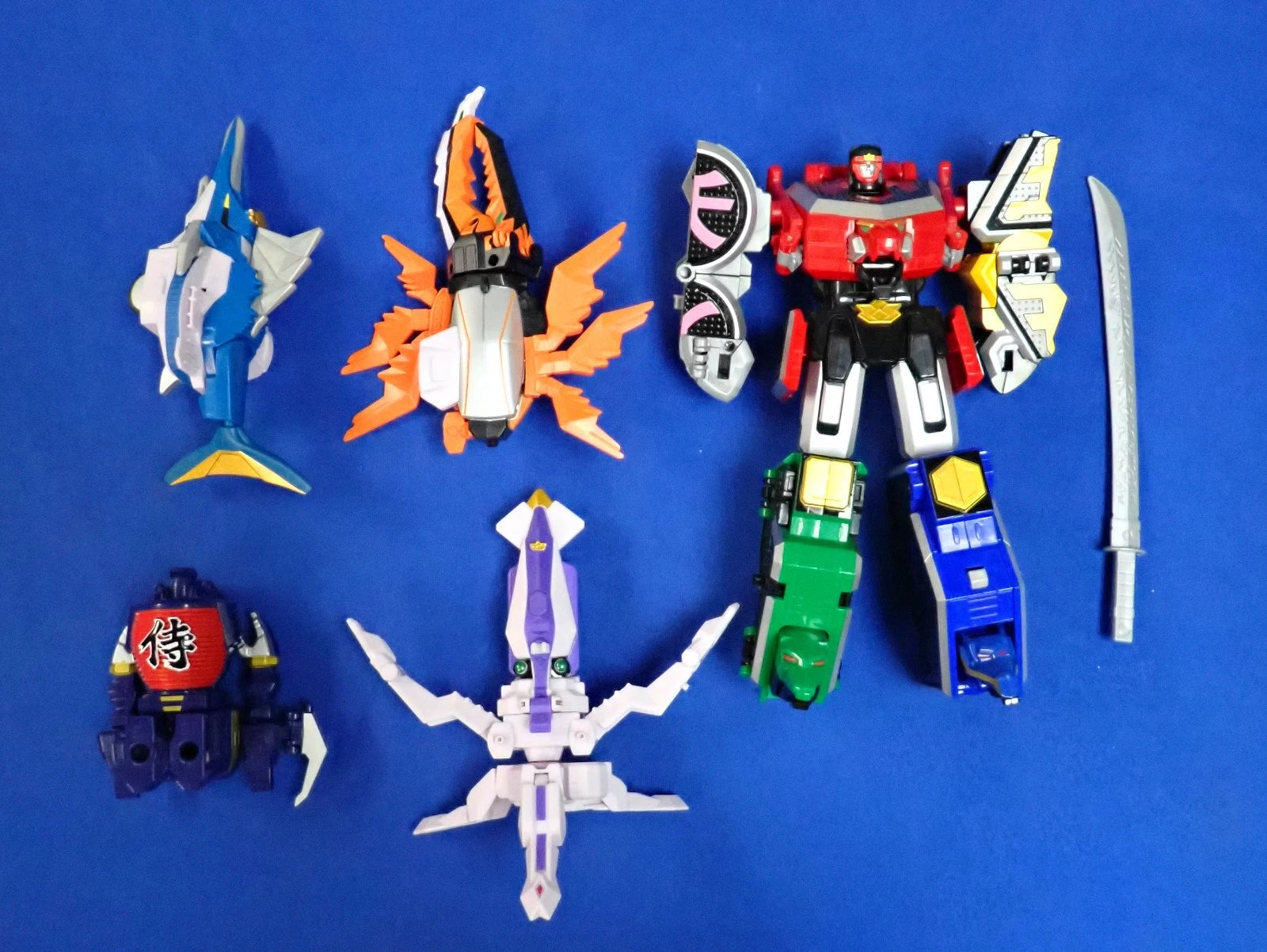 Bandai Power Rangers Super Samurai Deluxe Lot of 5 Zords and Megazord