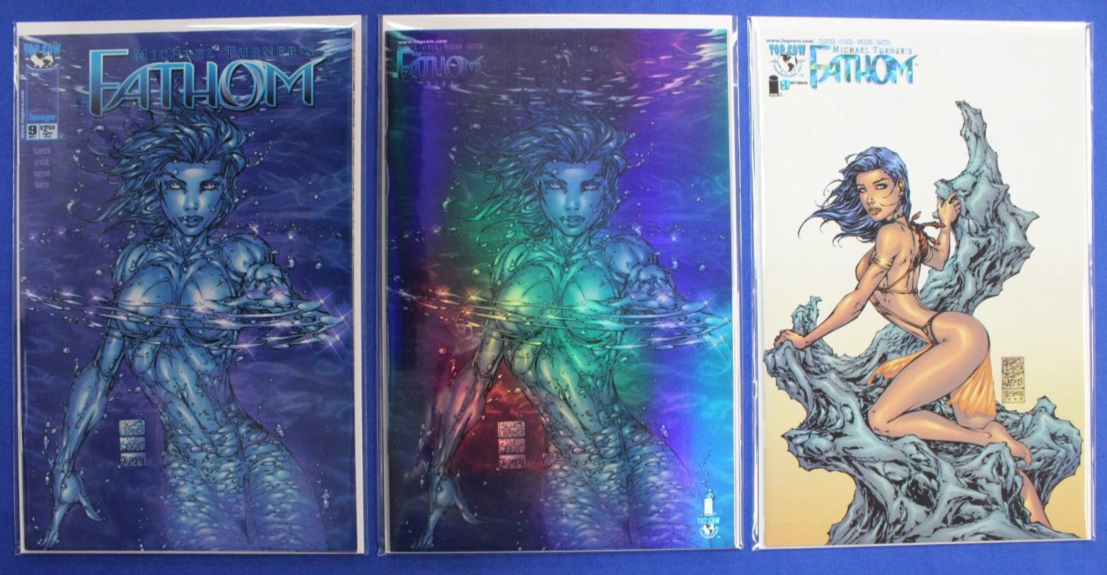 Fathom #9 B Cover, Plantinum Holofoil, Emerald Green Foil Variants NM
