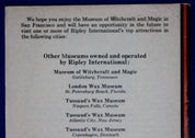 Dr. Gardner's Museum of Witchcraft & Magic Souvenir Booklet Fisherman's Wharf