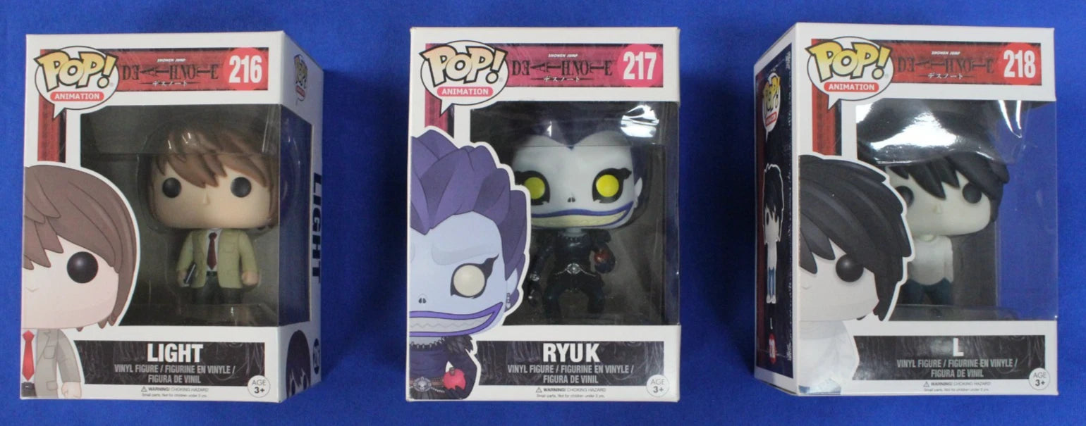 Funko POP! Death Note #216 Light #217 Ryuk #218 L Lot of 3