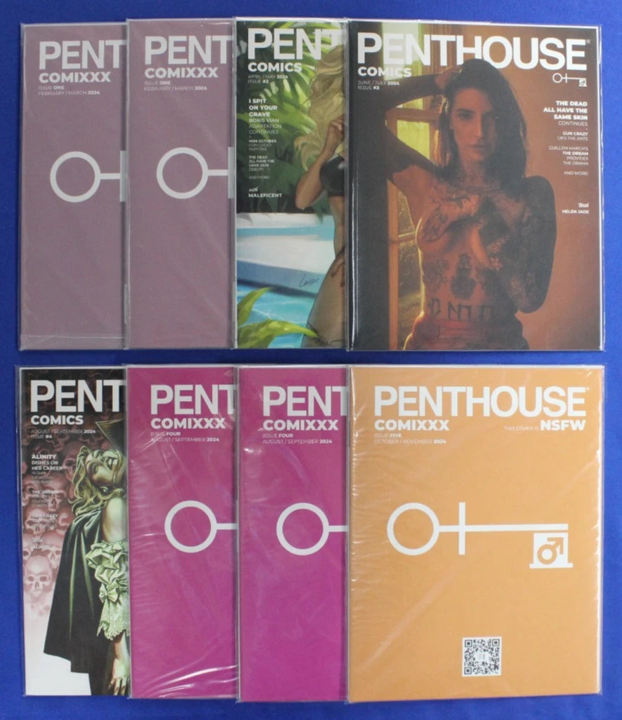 Penthouse Comics #1-5 Near Complete Set (Missing #6) + Variants Lot of 8 NM