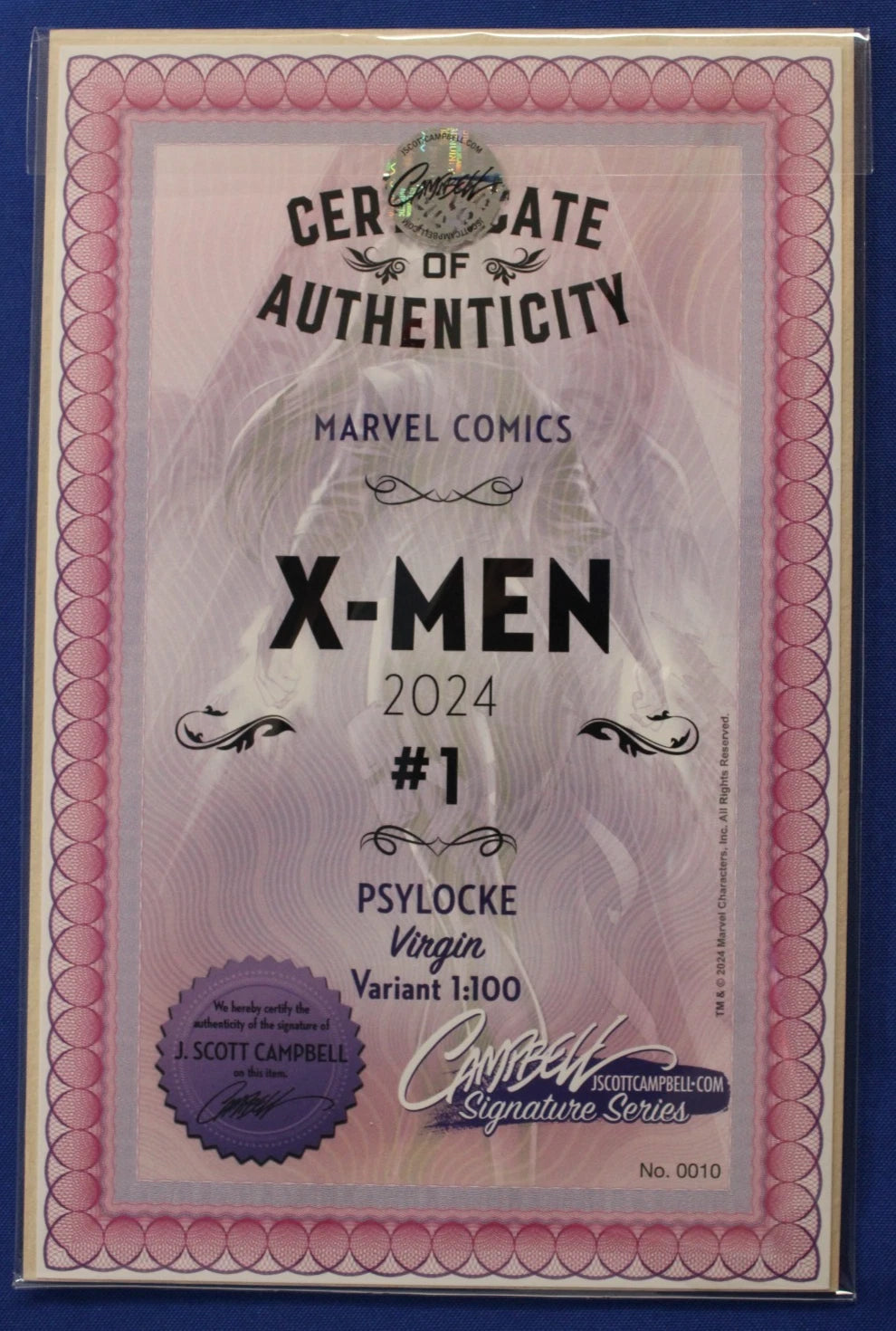 X-Men #1 1:100 J. Scott Campbell Virgin Variant SIGNED w/COA NM