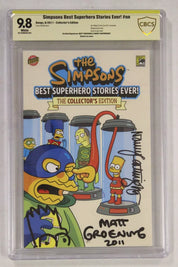 Simpsons Best Superhero Stories Ever SDCC 2011 CBCS 9.8 SIGNED x2 Matt Groening