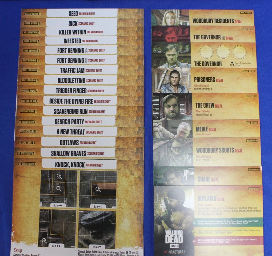 Cryptozoic Walking Dead No Sanctuary Board Game + Expansions Open Box Lot
