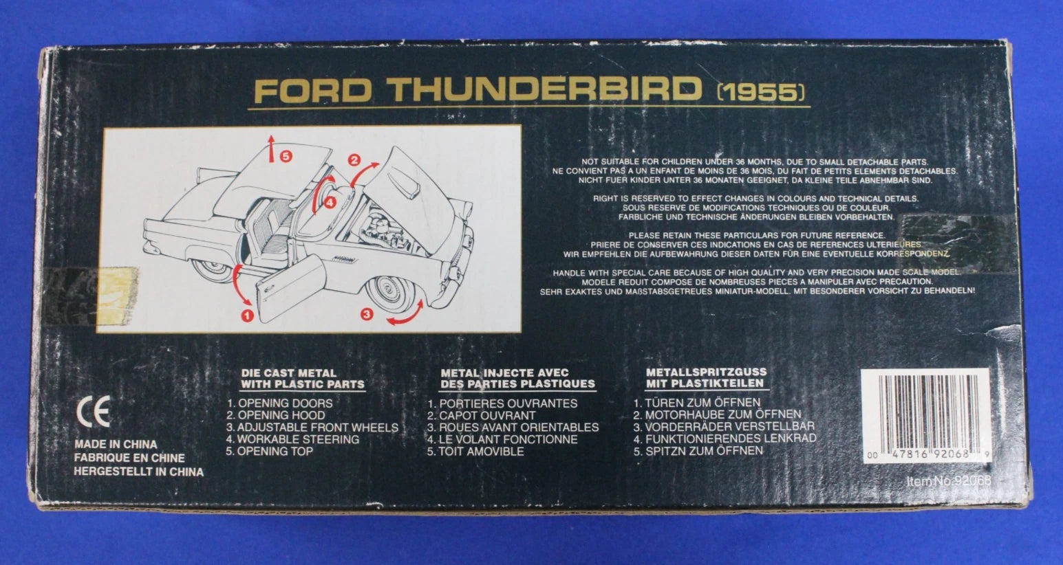Road Tough 1967 Volkswagen Beetle & 1955 Ford Thunderbird 1:18 Vehicle Lot of 3