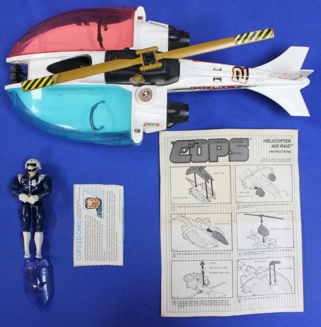 Hasbro 1988 Vintage Cops N Crooks Air Raid Helicopter with Bullseye Action Figure