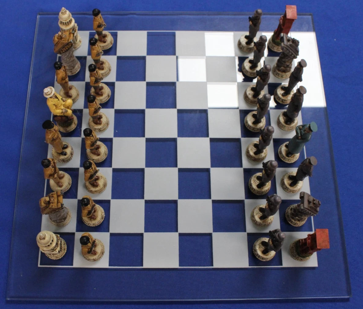 Pacific Giftware WWII U.S. vs. Germany Chess Set with Glass Chess Board