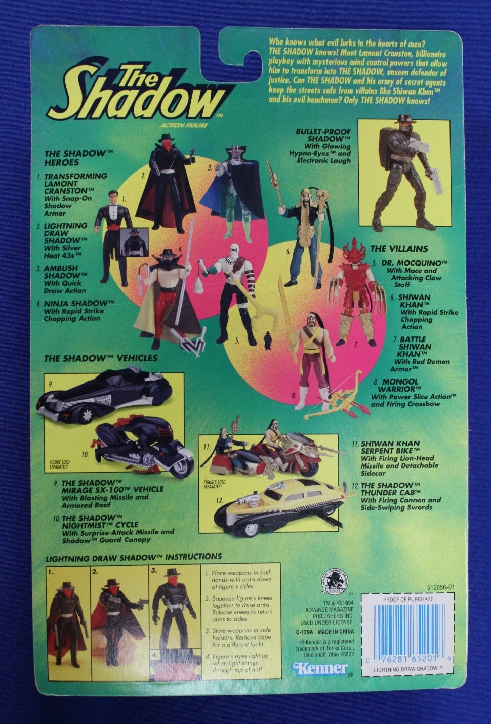 Kenner 1994 The Shadow Lightning Draw Shadow & Ambush Shadow Action Figure Lot