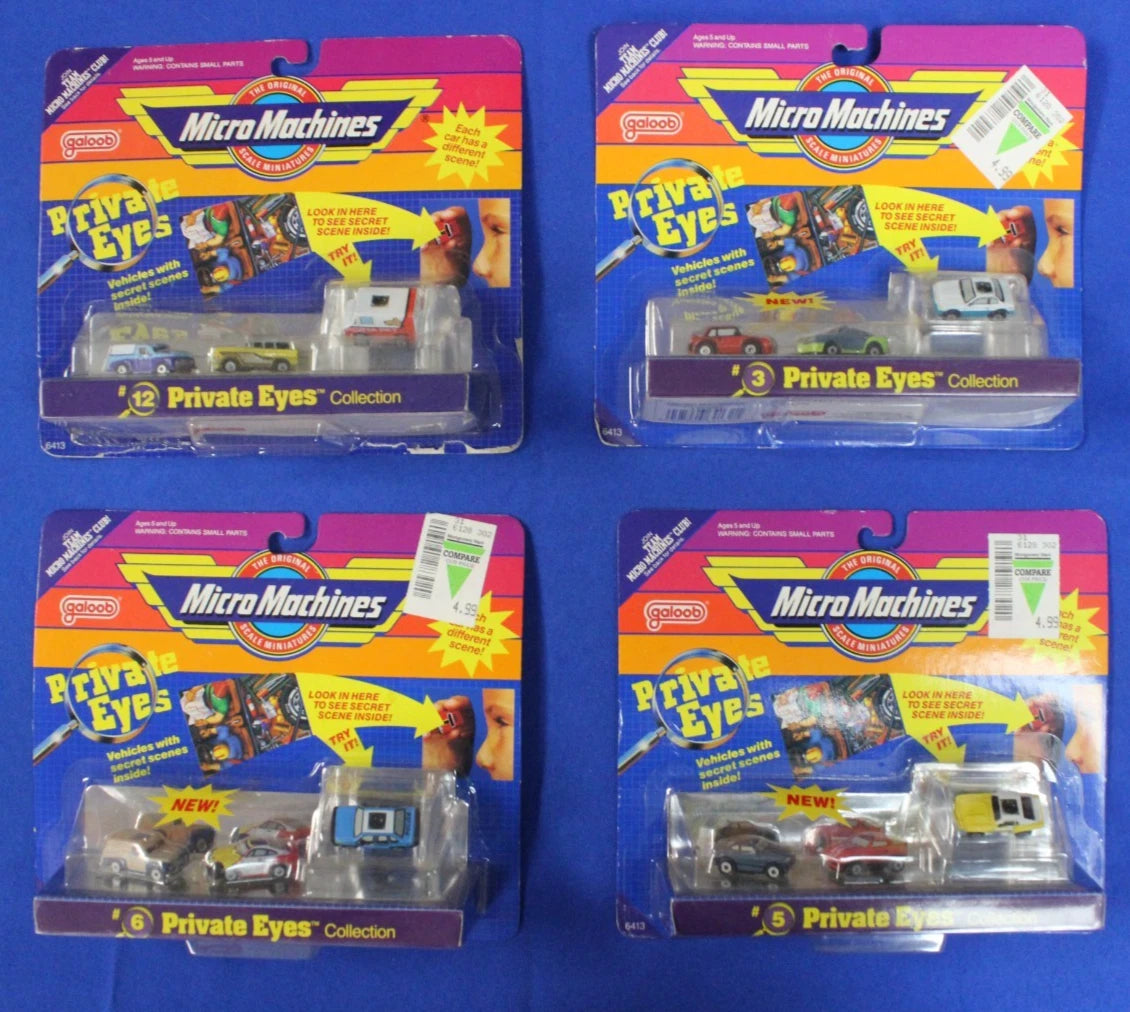 Galoob Micro Machines Private Eyes Collection #s 3 5 6 & 12 Complete in Box
