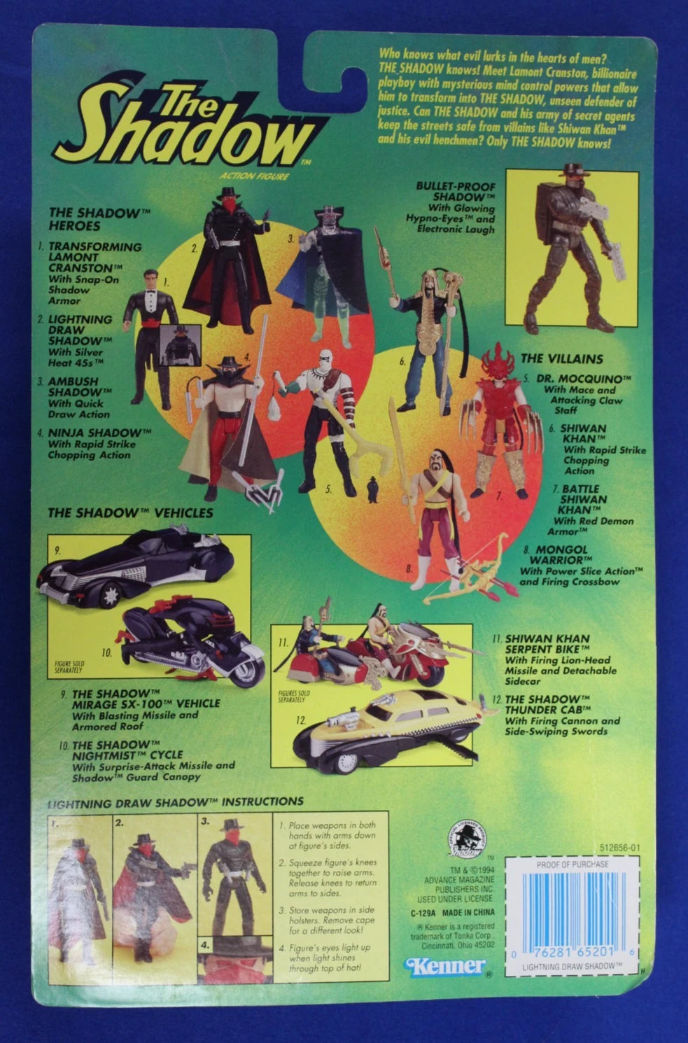 Kenner 1994 Lightning Draw Shadow Action Figure Lot of 6 Sealed in Box