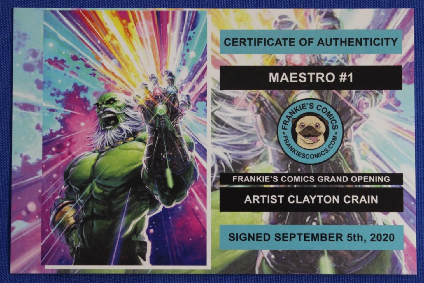 Maestro #1 Frankie's Comics Clayton Crain Virgin Variant SIGNED w/ COA NM