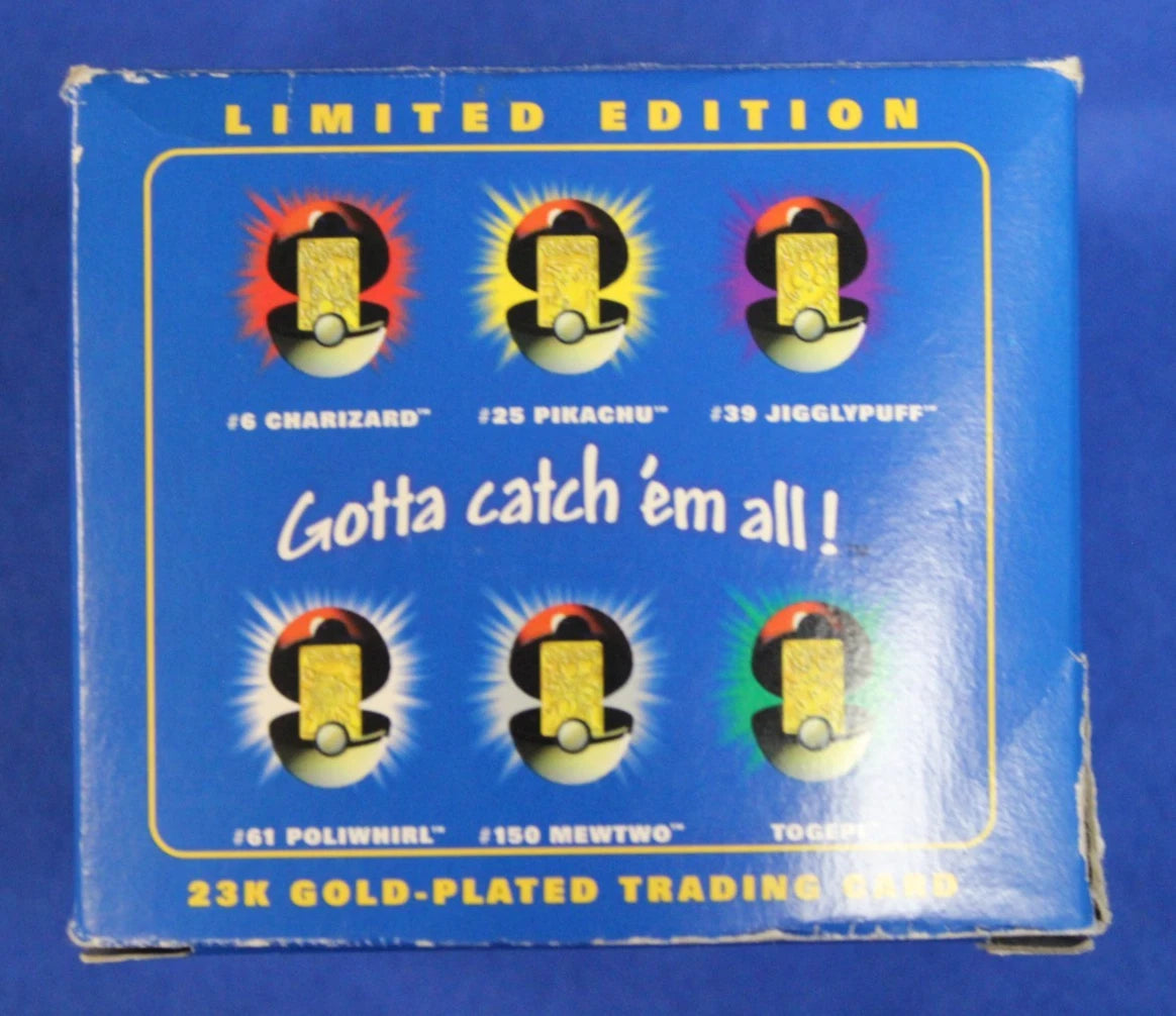 Pokemon Burger King 1999 23k Gold Pikachu + Togepi Trading Cards with Pokeball