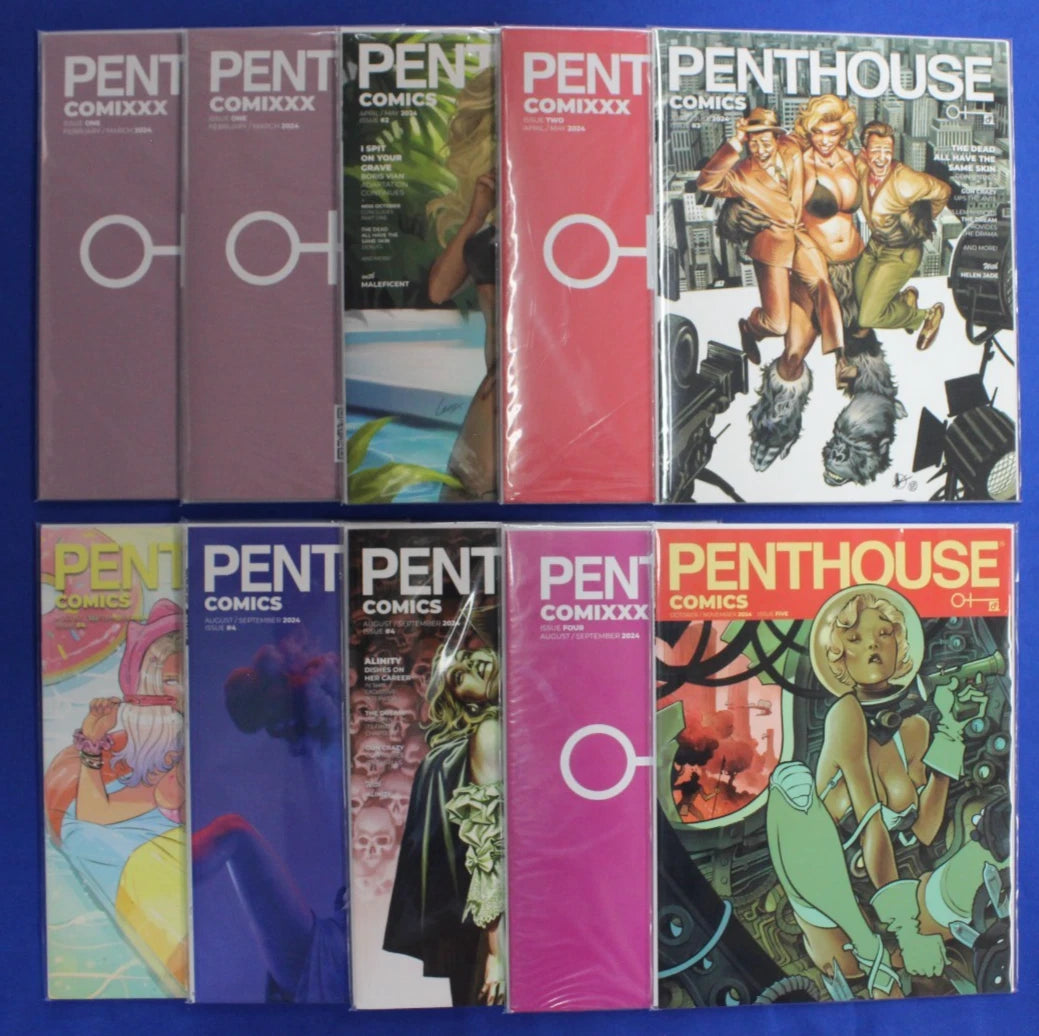 Penthouse Comics #1-5 Near Complete Set (Missing 6) + Variants Lot of 10 NM