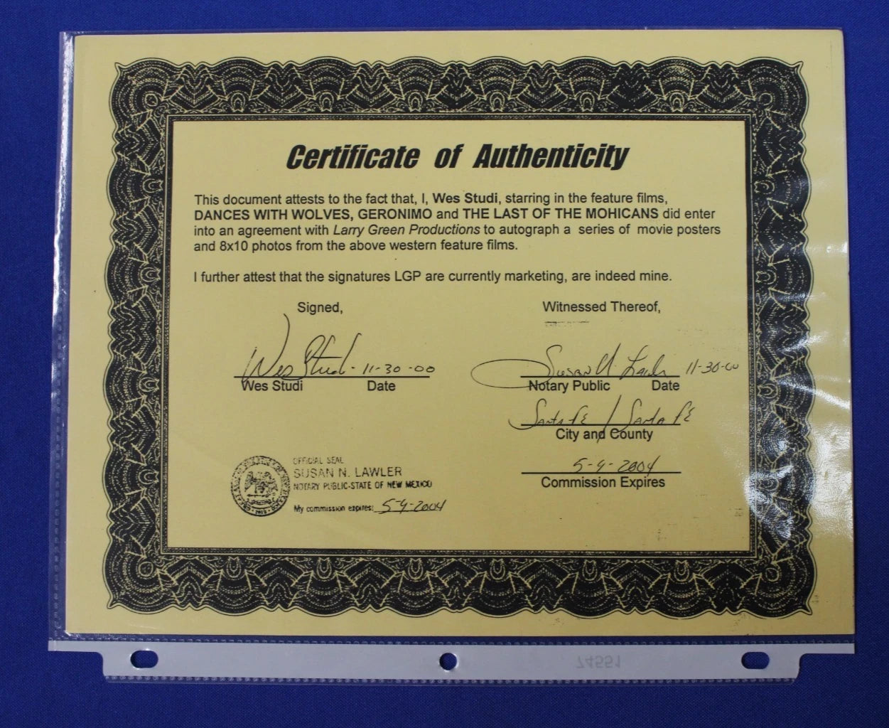 Wes Studi & Rodney Grant Signed Photographs with COA Dances With Wolves